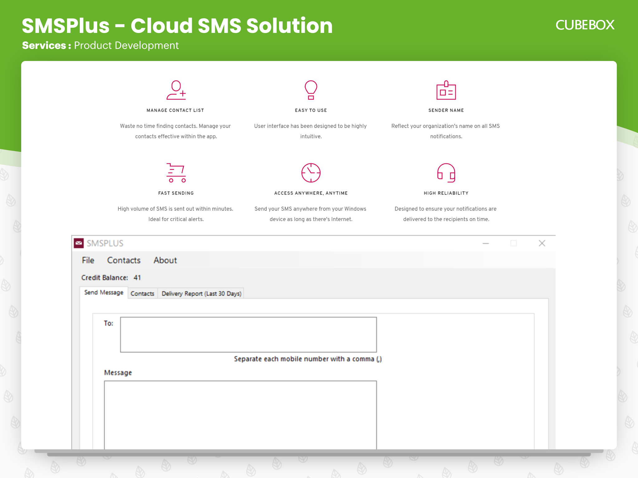 Cloud SMS Infrastructure, API and Desktop Application Development ...